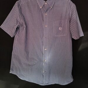 Chaps Blue and White Checkered Button Down Shirt